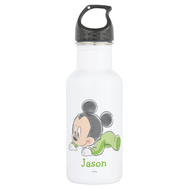 Baby Mickey Mouse in Green Pajamas Stainless Steel Water Bottle (Front)