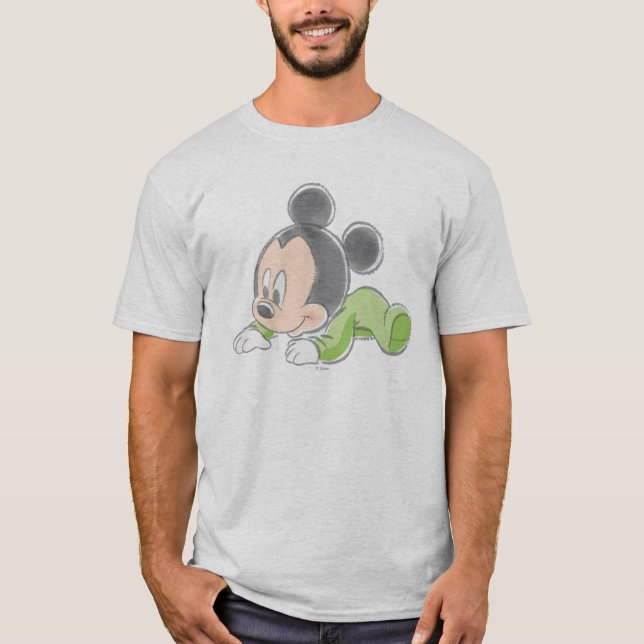 Baby Mickey Mouse in Green Pajamas T-Shirt (Front)