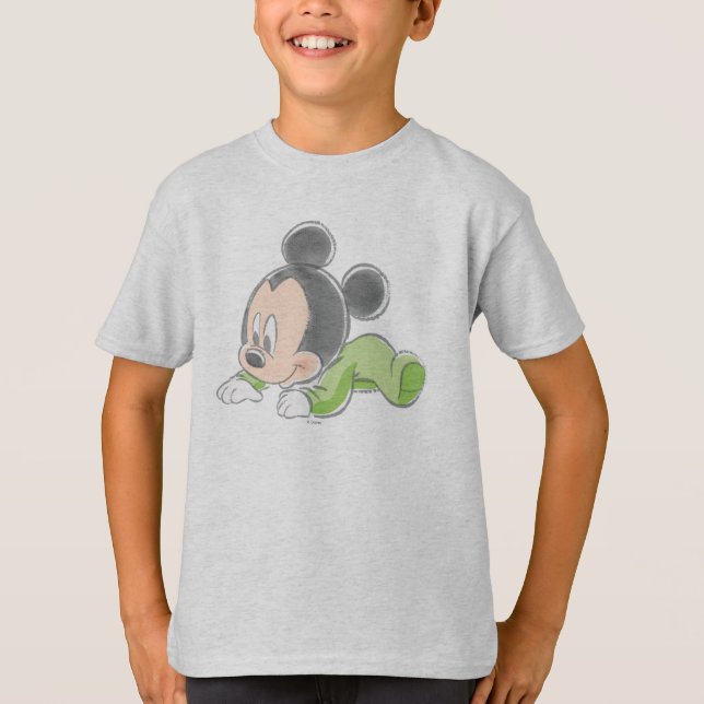 Baby Mickey Mouse in Green Pajamas T-Shirt (Front)