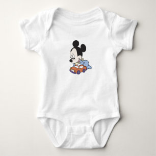 Baby Mickey Mouse playing with toy car Baby Bodysuit