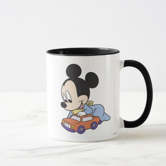 Baby Mickey Mouse playing with toy car Mug (Right)