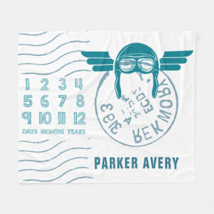 Baby Milestone Airplane Fleece Blanket