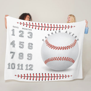 Personalized Dodgers Baby Blue Baseball Milestone Blanket 