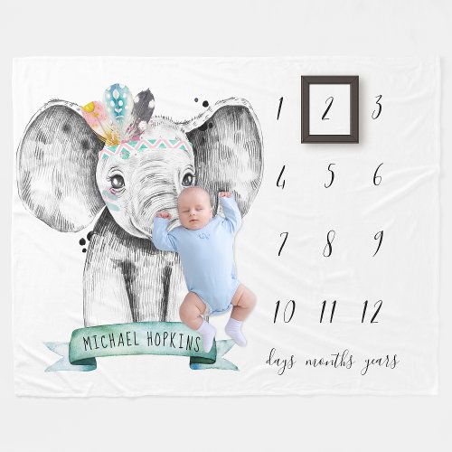 Baby Milestone Blanket  Little Elephant