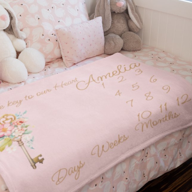 Baby milestone blanket, personalized baby girl  blanket (Creator Uploaded)