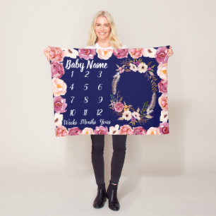 Baby Milestone Blanket Personalized Baby Girl Gift