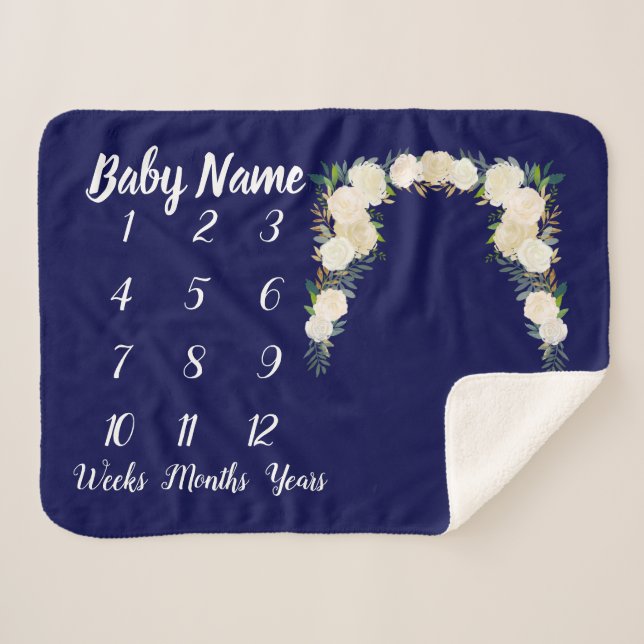 Baby Milestone Blanket Personalized Neutral Gift (Front (Horizontal))