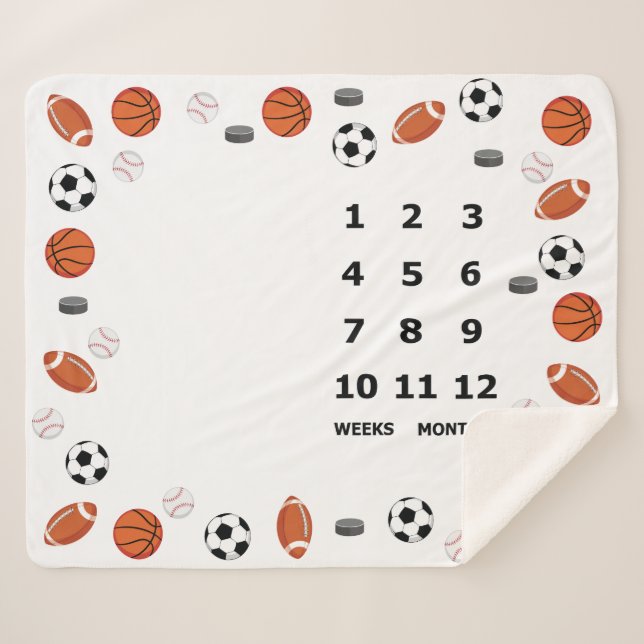 Baby Milestone Blanket Sports Design (Front (Horizontal))