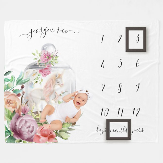 Baby Milestone Blanket | Watercolor Unicorn (Creator Uploaded)