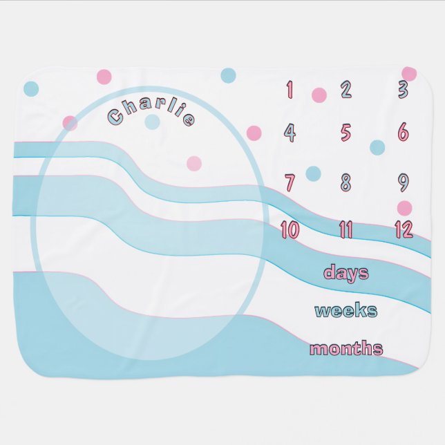 Baby Milestone Flamingo Baby Blanket (Horizontal)