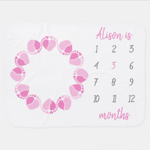 Baby milestone for baby girl blanket