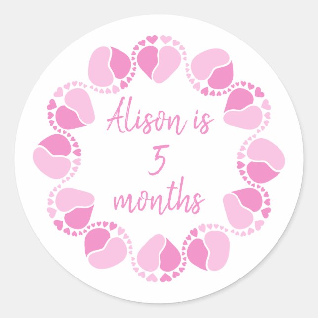 Baby milestone for baby girl classic round sticker (Front)