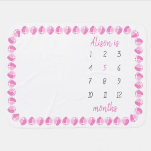 Baby milestone for baby girl rectangle shape blanket