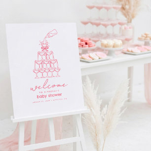 Baby Milk Bottle Champagne Tower Fun Welcome Sign
