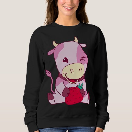 Baby Milk Cow Loves Strawberries Cattle Breeder Fa Sweatshirt