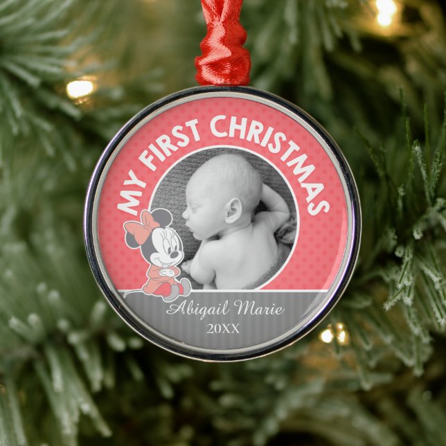 Baby Minnie | Baby's First Christmas Metal Ornament (Tree)