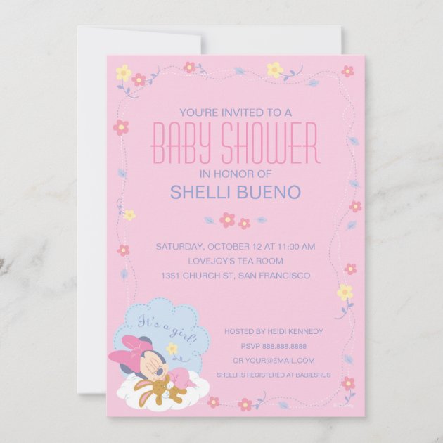 Baby minnie mouse baby sales shower invitations