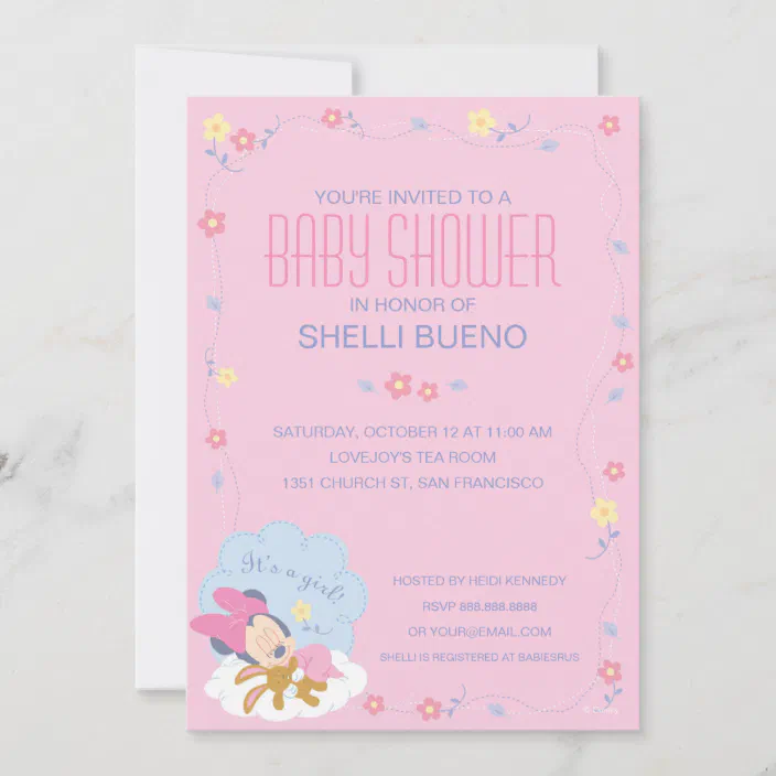 PRINTED Baby Minnie Mouse Baby Shower Invitations Minnie Party Invitations 