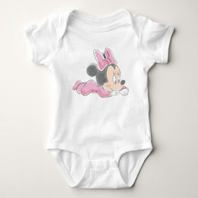 Baby Minnie Mouse | Pink Pajamas Baby Bodysuit (Front)
