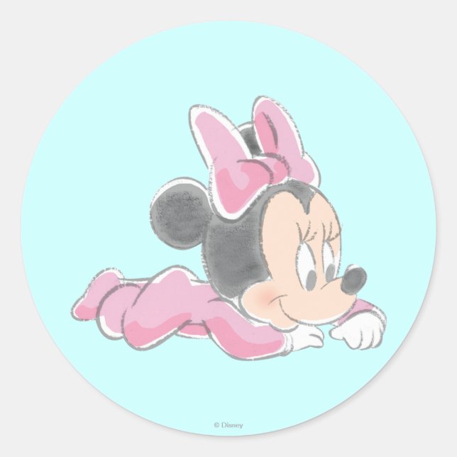 Baby Minnie Mouse | Pink Pajamas Classic Round Sticker (Front)
