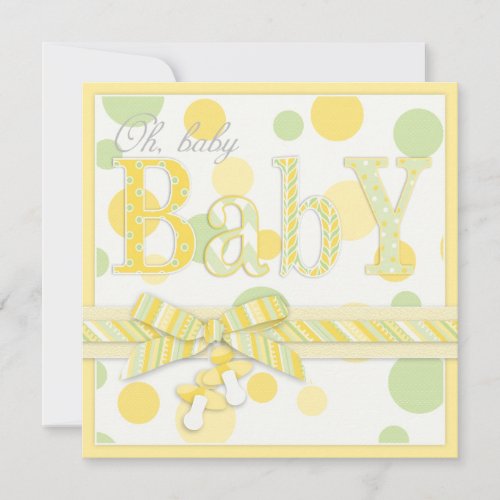 Baby Mint Yellow Dots Baby Shower Personalized Invitations
