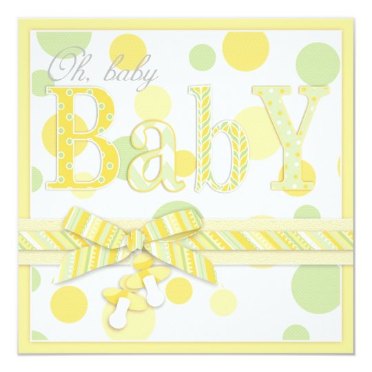 Baby Mint Yellow Dots Baby Shower Invitation