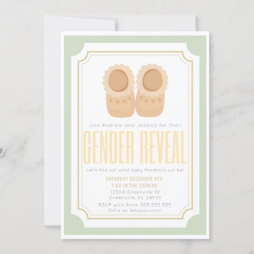 Baby Moccasins Gender Reveal Invitation