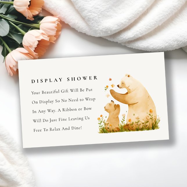 Baby Mom Bear Neutal Baby Shower Display Shower Enclosure Card (Creator Uploaded)