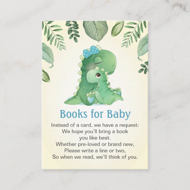 Baby Mommy Dinosaur Books for Baby Shower Sprinkle Enclosure Card (Front)