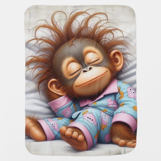 Baby monkey baby blanket (Front)
