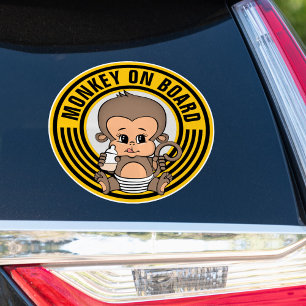 Baby Monkey Baby On Board Car Sticker-Round Sticker