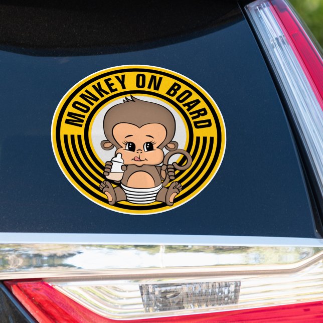 Baby Monkey Baby On Board Car Sticker-Round Sticker (Creator Uploaded)