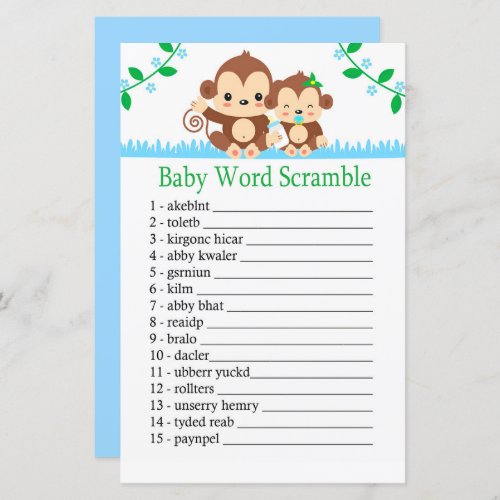 Baby Monkey Baby word scramble game