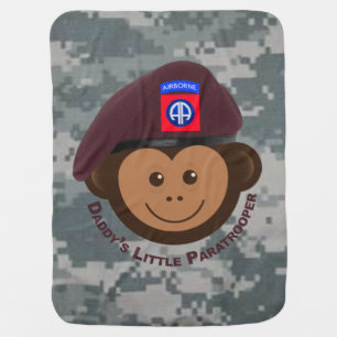 Baby Monkey “Daddy’s Little Paratrooper” Baby Blanket