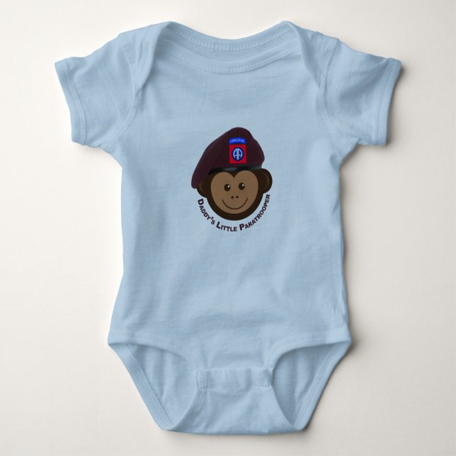Baby Monkey “Daddy’s Little Paratrooper” Baby Bodysuit (Front)