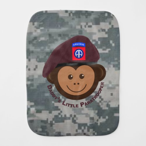 Baby Monkey Daddys Little Paratrooper Baby Burp Cloth