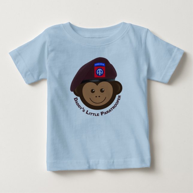 Baby Monkey “Daddy’s Little Paratrooper” Baby T-Shirt (Front)