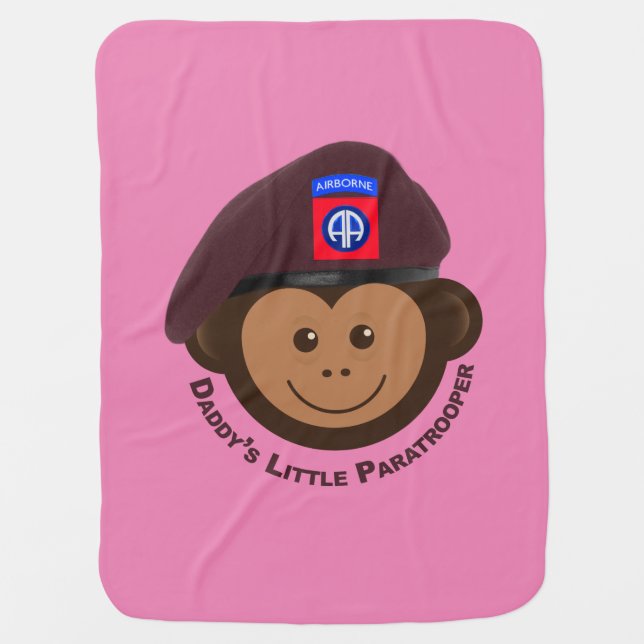 Baby Monkey “Daddy’s Little Paratrooper” Blanket (Front)