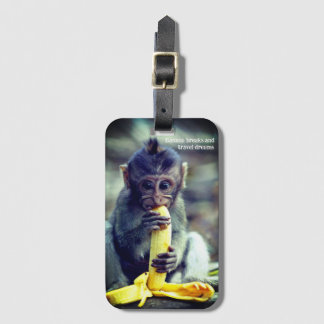 Baby Monkey Eating Banana Luggage Tag