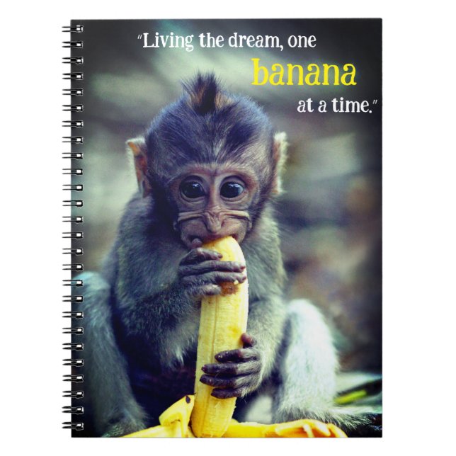 Baby Monkey Eating Banana Notebook (Front)