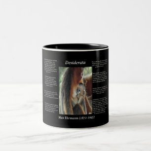 Baby monkey feeding on his mothers love milk Two-Tone coffee mug