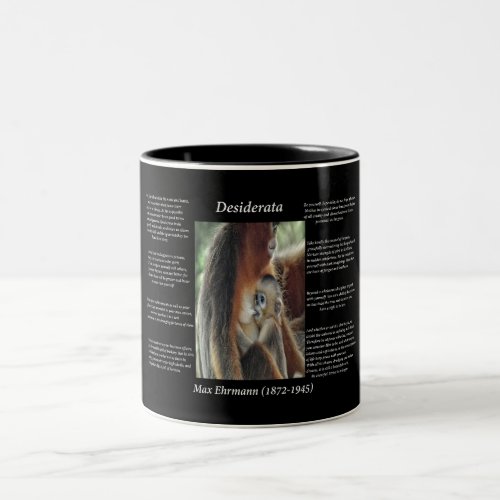 Baby monkey feeding on his mothers love milk Two_Tone coffee mug