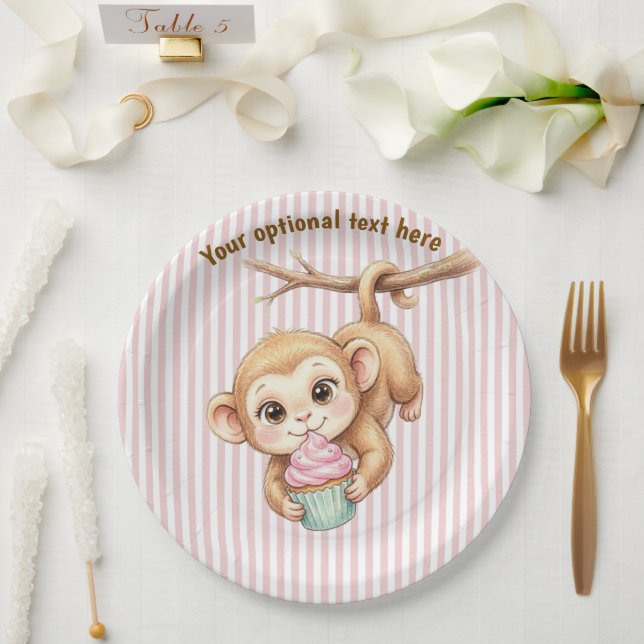Baby Monkey First Birthday Paper Plates (Wedding)
