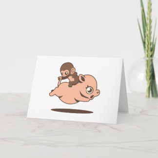 Baby Monkey (Going Backwards on a Pig) Card
