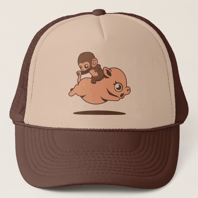 Baby Monkey (Going Backwards on a Pig) Hat (Front)