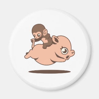 Baby Monkey (Going Backwards on a Pig) Magnet