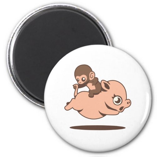 Baby Monkey Going Backwards on a Pig Magnet