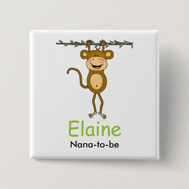 BABY MONKEY Hanging Monkey Personalized Button (Front)