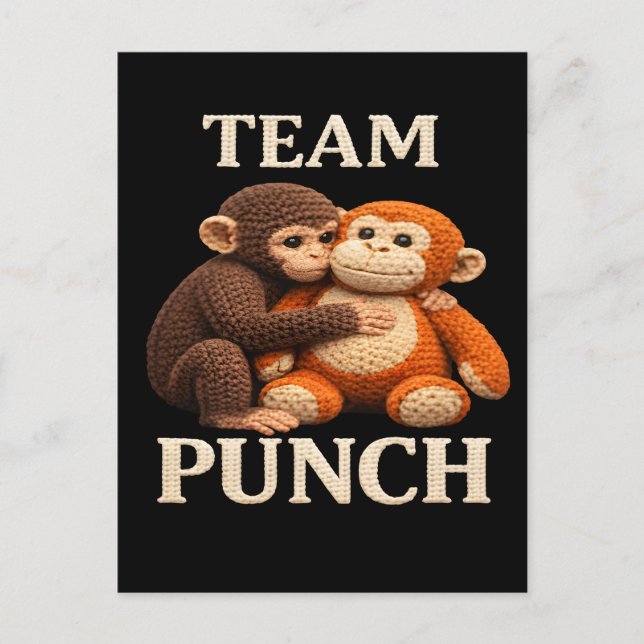 Baby Monkey Punch Crochet Pattern Cute Amigurumi Postcard (Front)
