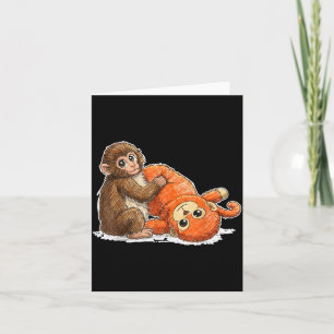 Baby monkey punch cute meme graphic tee card